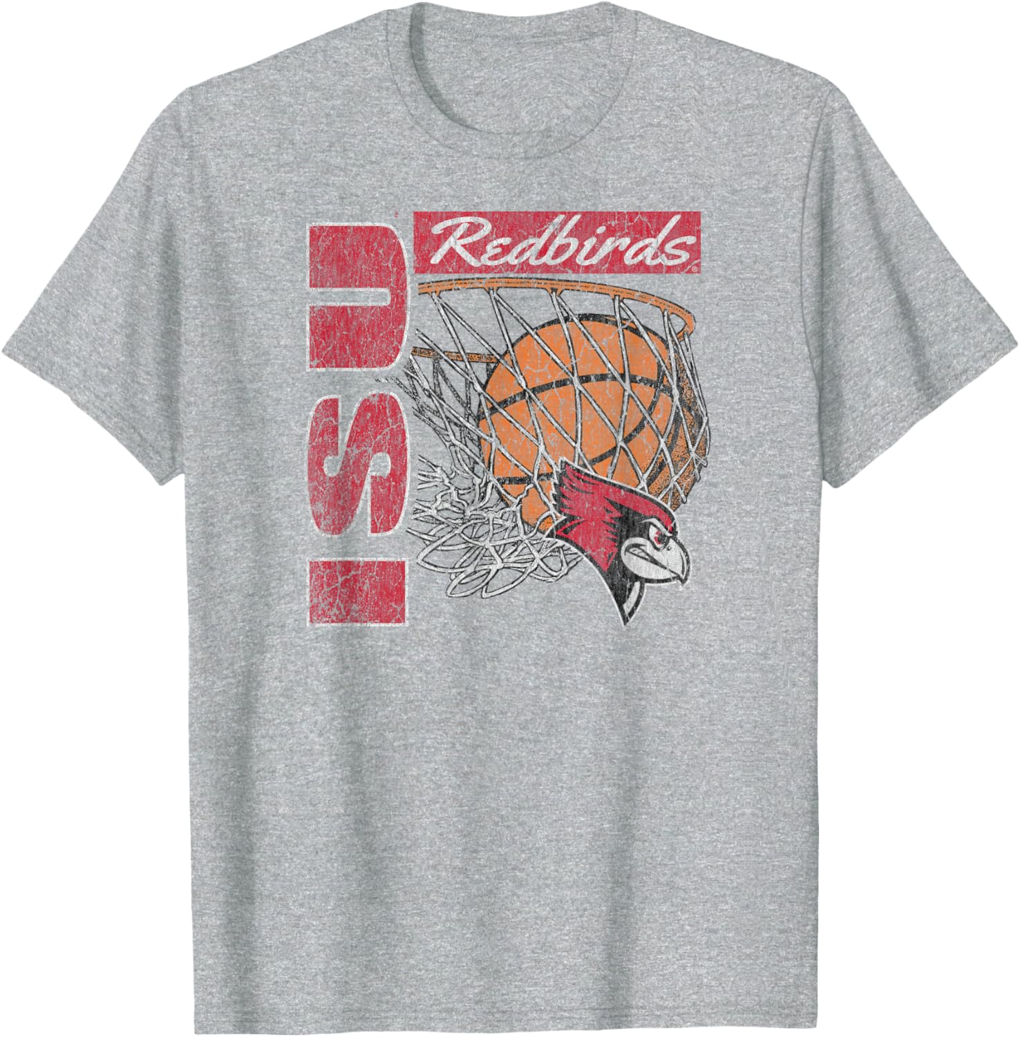 Vintage Illinois State Redbirds 90's Gray Basketball T-Shirt for Fans - 1
