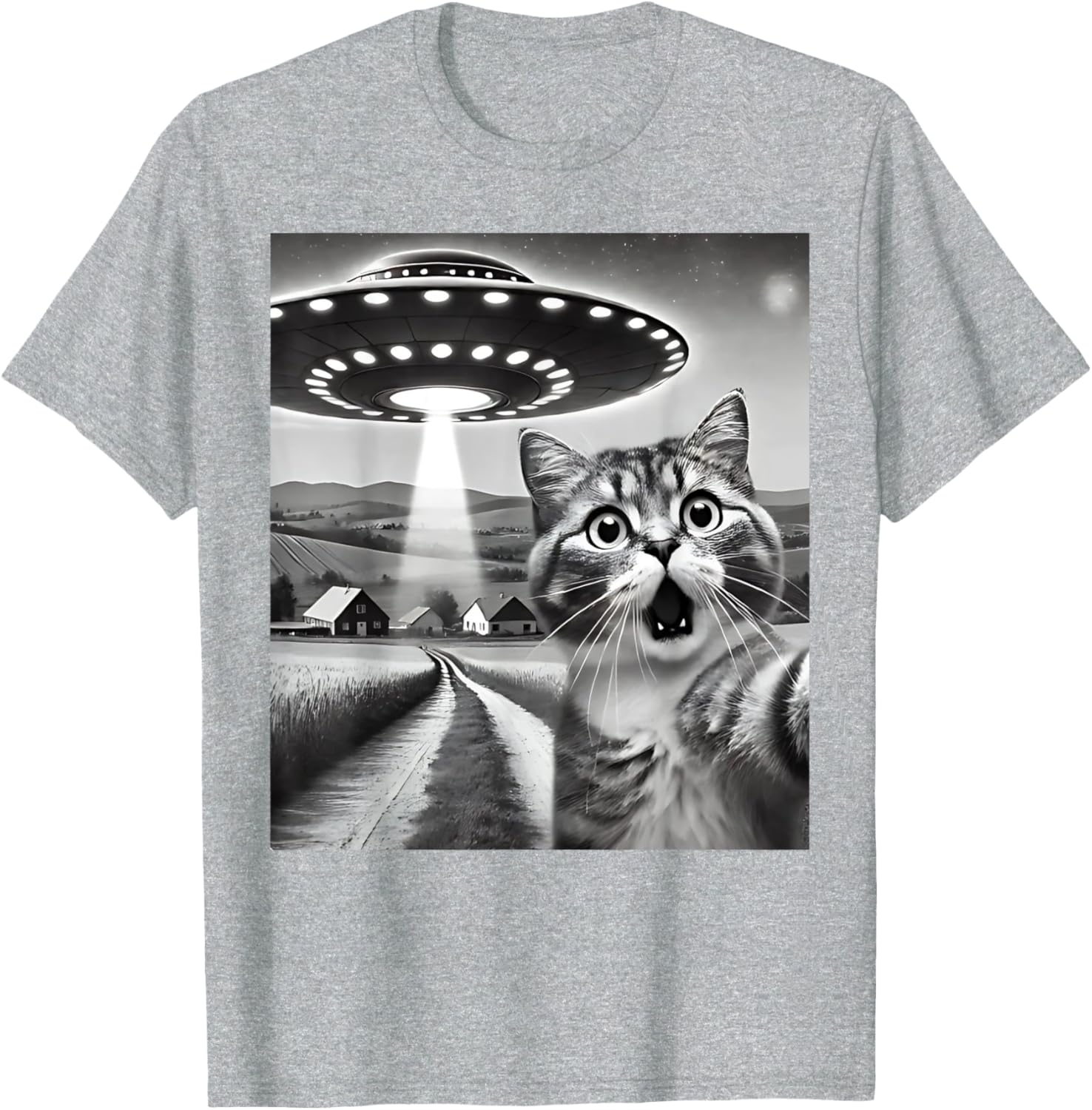 Funny Cat Selfie with Alien UFO T-Shirt for Men, Women, and Kids - 25