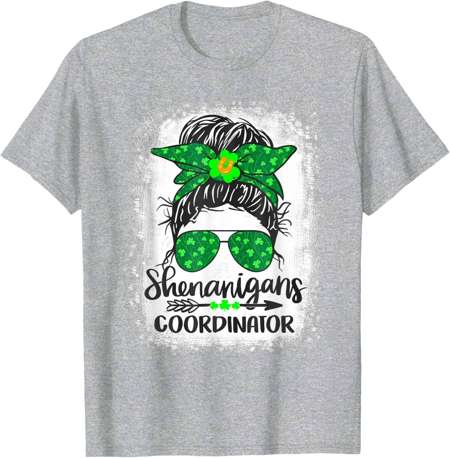 Shenanigans Coordinator Messy Bun St Patricks Day Women's T-Shirt - 5