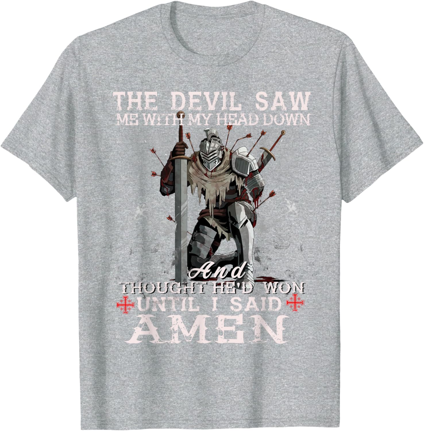 Knight Templar Christian Warrior T-Shirt with Powerful Amen Statement - 16