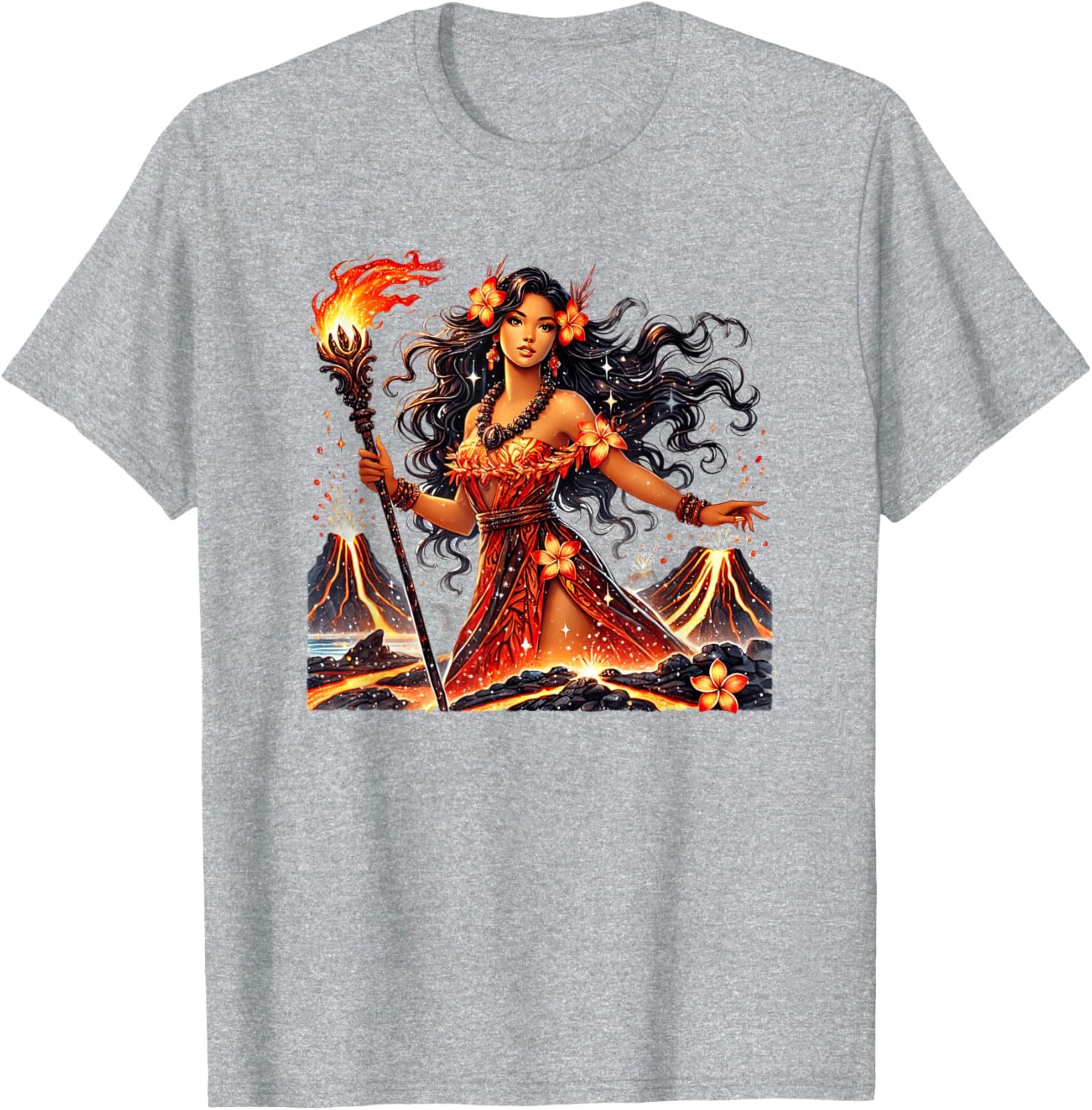 Hawaiian Goddess Pele Fire Transformation T-Shirt for Nature Lovers - 11