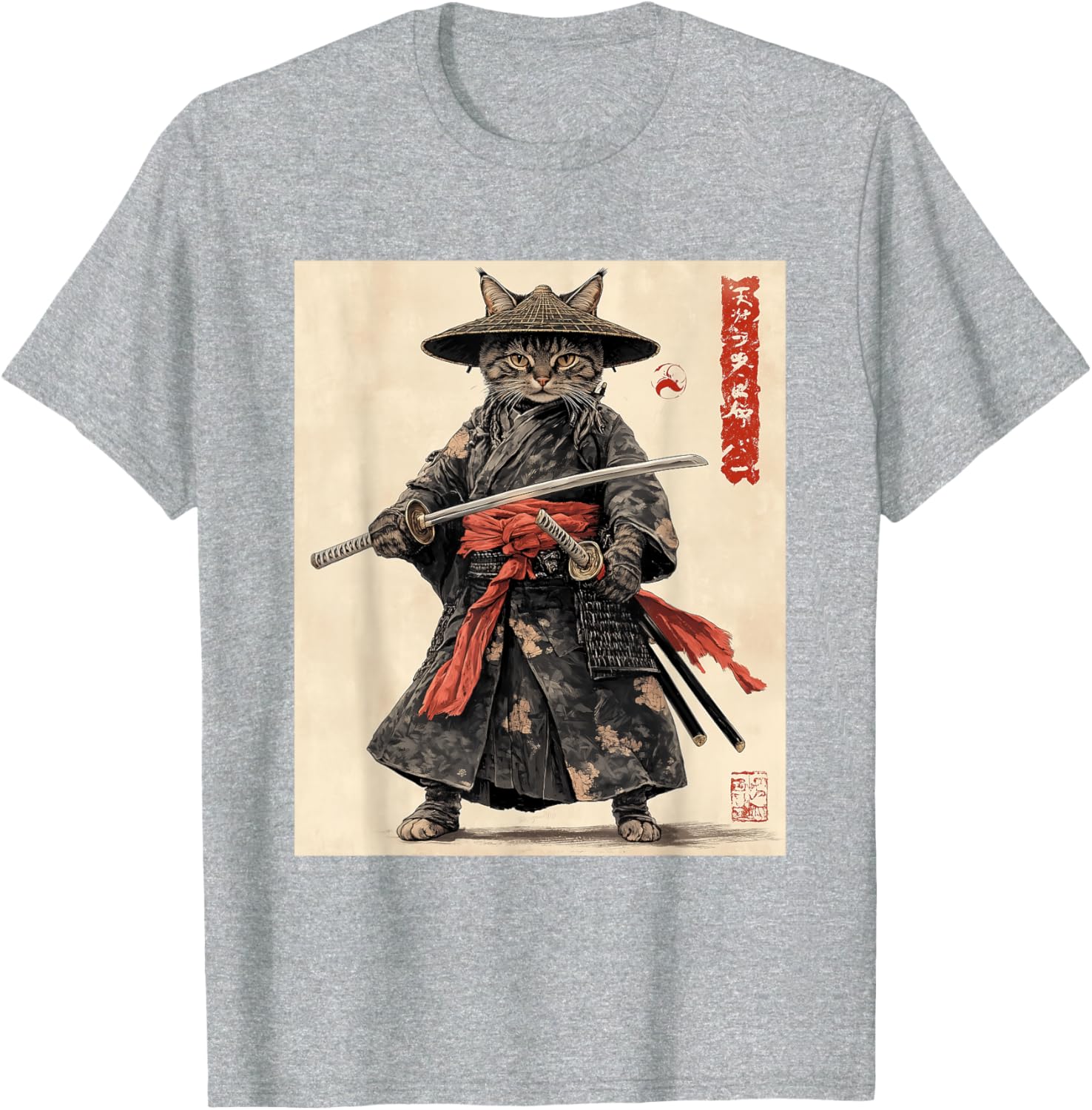 Samurai Cat T-Shirt - Japanese Warrior Graphic Tee for Cat Lovers - 11